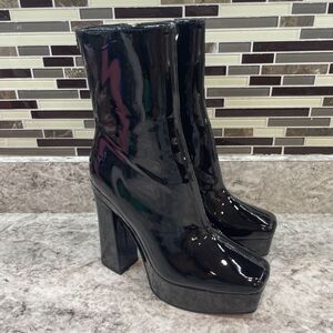 GUESS Womens Black 1-1/2" Platform Byra Square Toe Block Heel Booties 8 M NIB